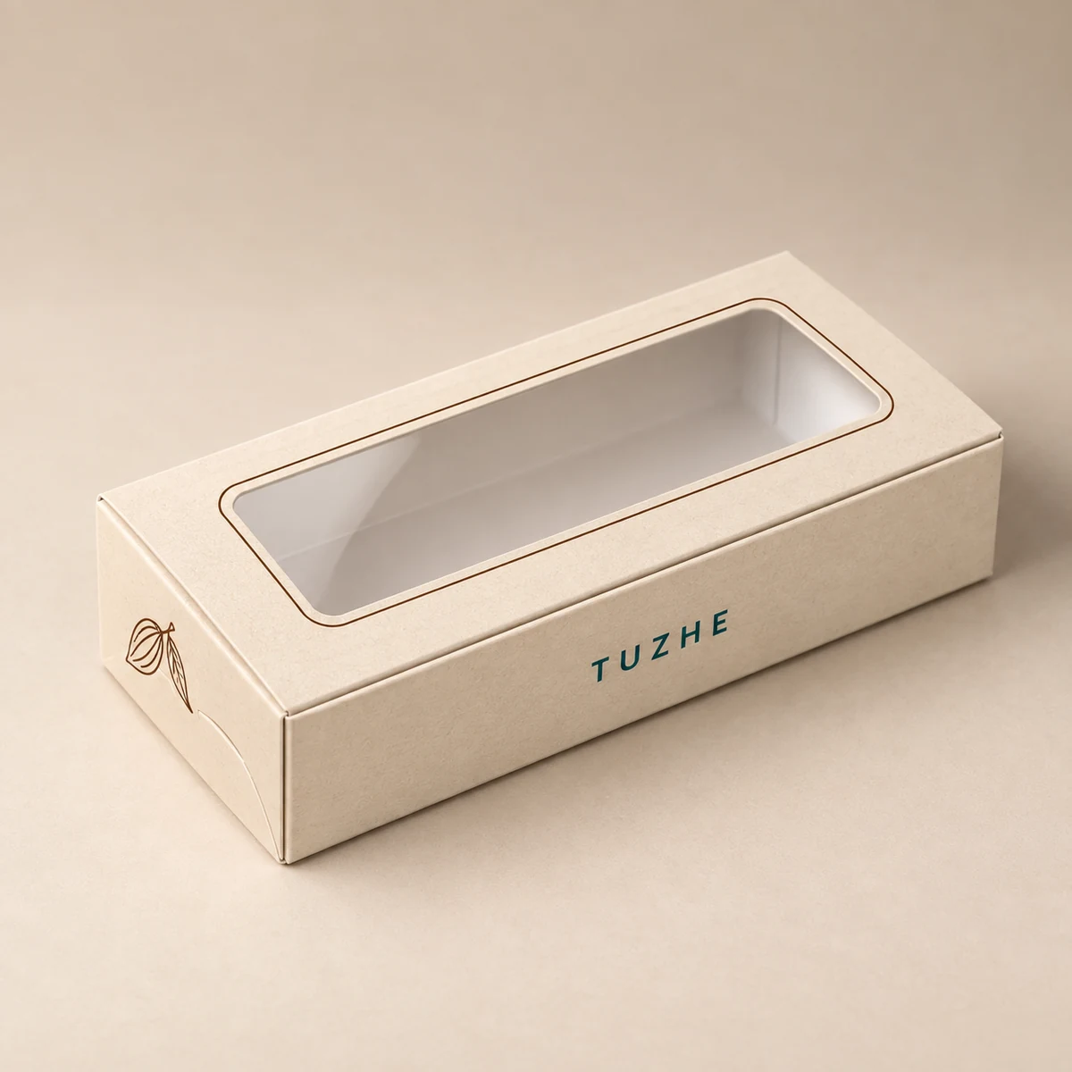 Shallow Brownie Window Carton — Custom Design Concept Shallow brownie window carton custom design concept, closed front view