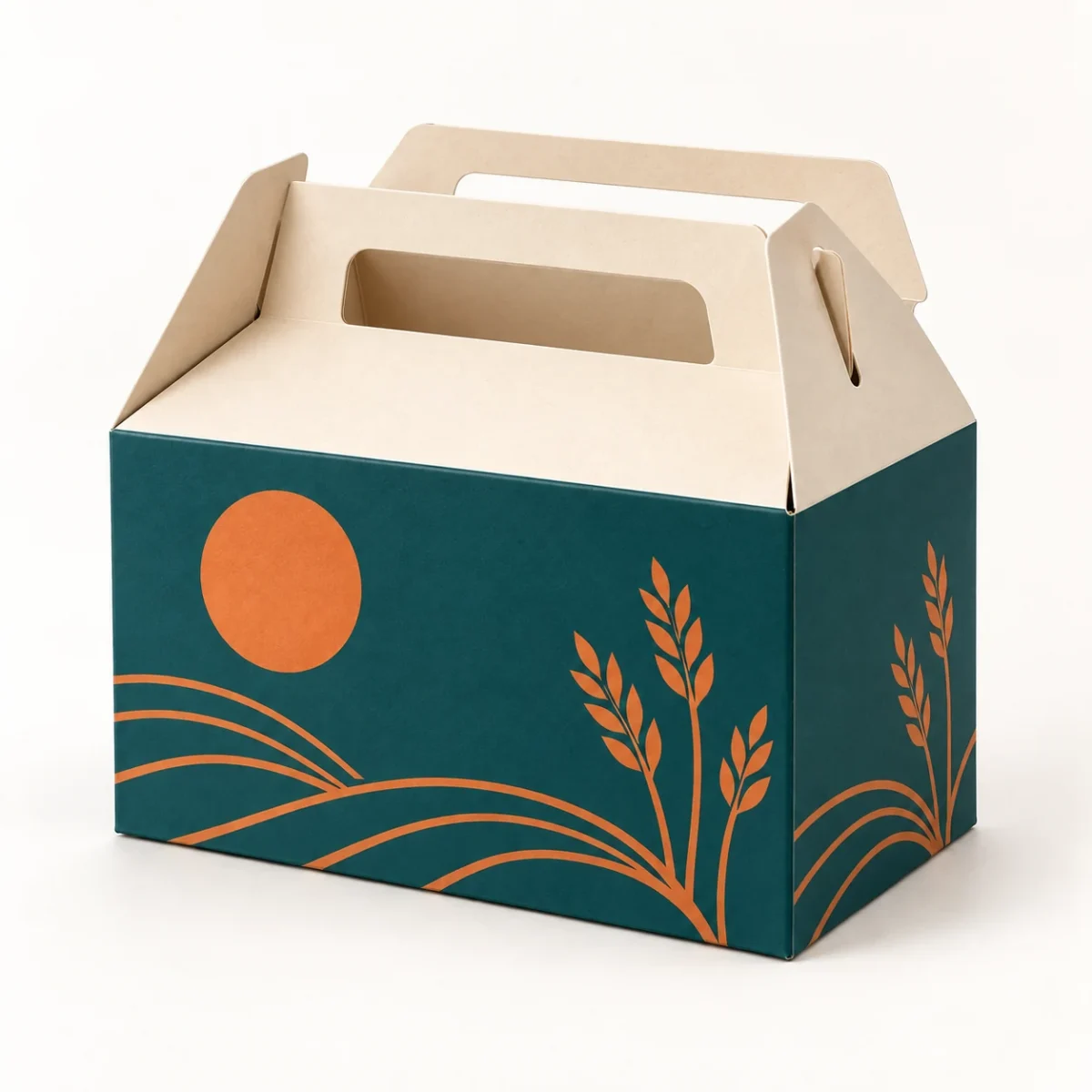 Bakery Box Handles: A Loaded Pickup Sample Checklist Partially open wide gable bakery carrier showing separated handle panels and a side locking wing