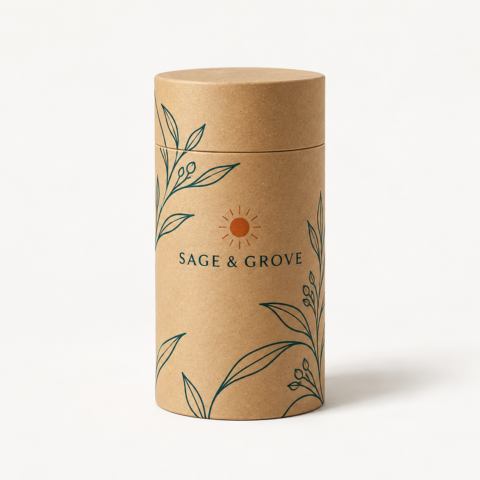 Kraft Paper Tube Gift Packaging — Custom Design Concept Closed kraft paper tube gift packaging custom design concept