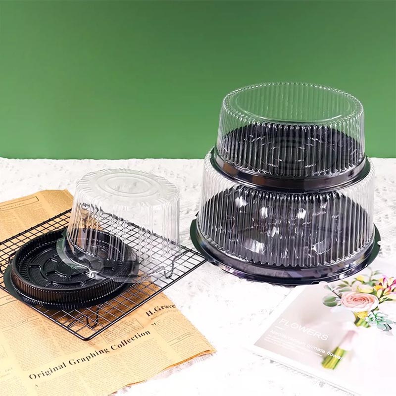 Mini Round Cake Containers with Black Bases