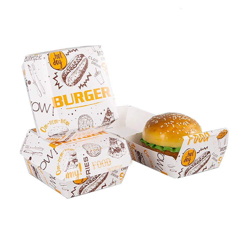 White Printed Hamburger Clamshell Boxes White Printed Hamburger Clamshell Boxes