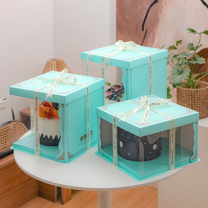 Clear Panel Cake Boxes with Colored Frames