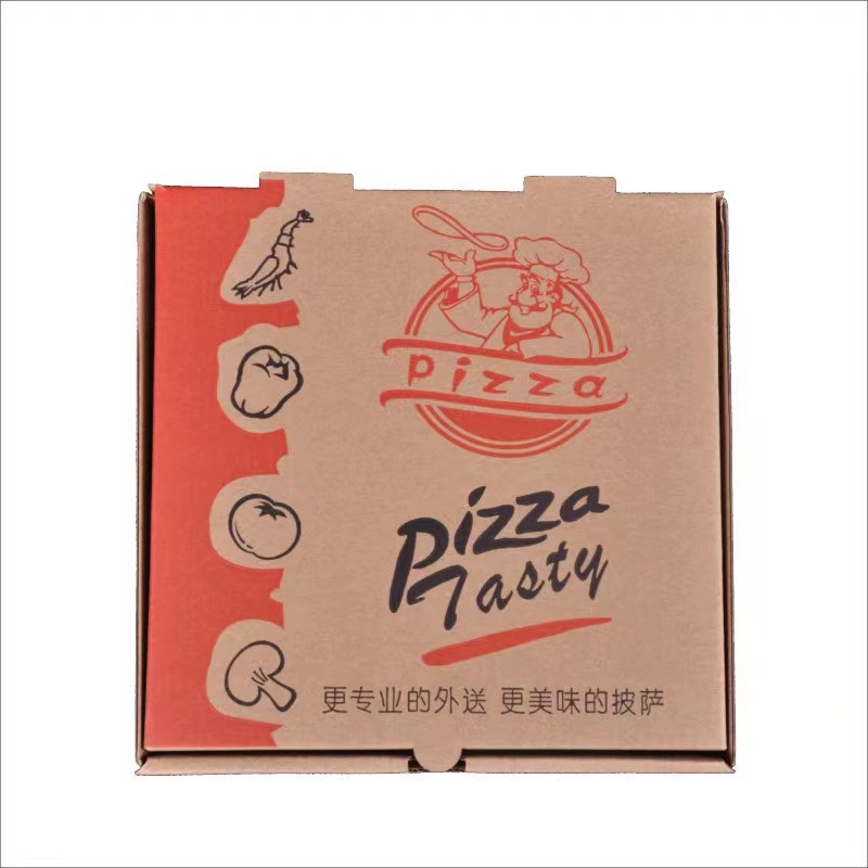 Two-Color Printed Pizza Boxes White Card Pizza Boxes with Two-Color Artwork