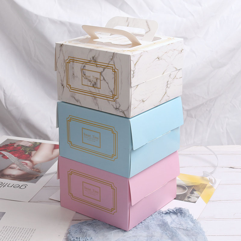 Pastel Handle Cake Boxes with Folding Tops