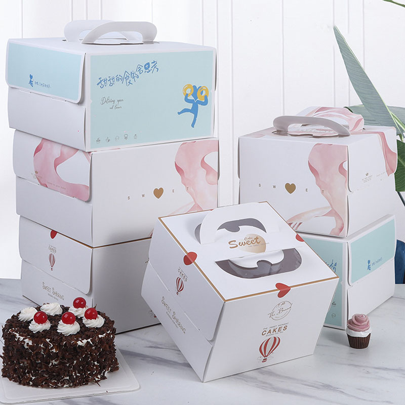 Pastel Handle Cake Boxes with Folding Tops