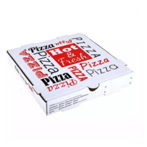 White Pizza Boxes with Bold Printed Typography White Printed Pizza Boxes with Bold Typography