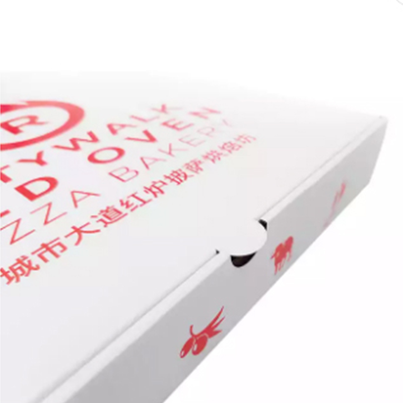 White Printed Pizza Boxes with Bold Typography