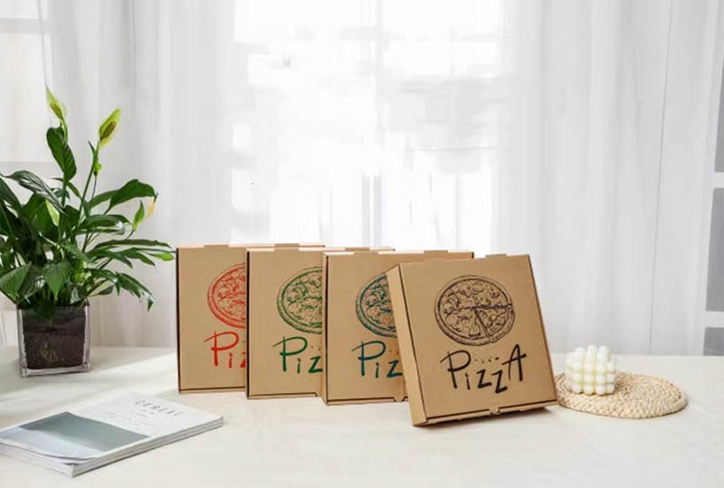 Purple-Print Kraft Pizza Takeaway Boxes