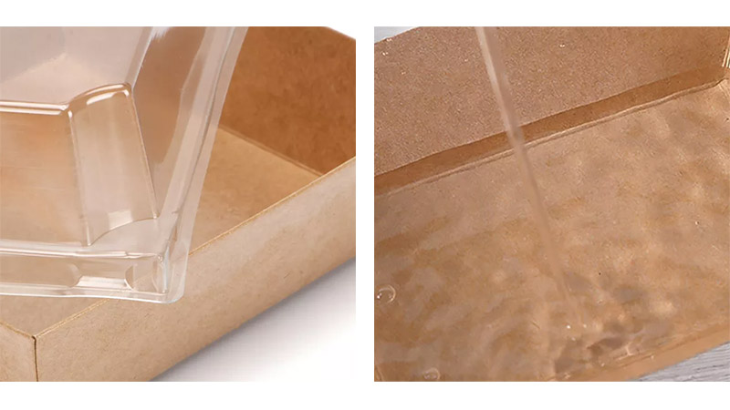 Structure and component detail for paper base dessert boxes with clear lids