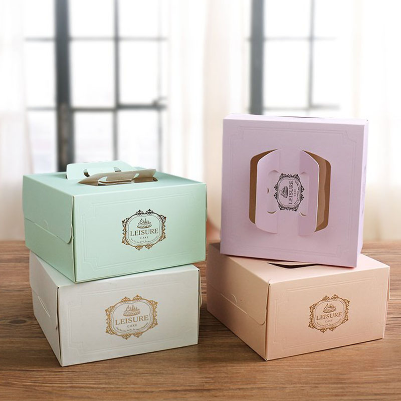 Pastel Handle Cake Boxes with Folding Tops
