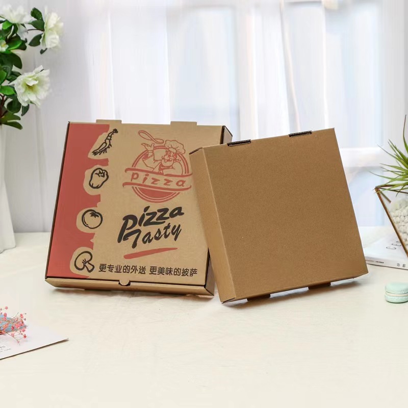 White Card Pizza Boxes with Two-Color Artwork