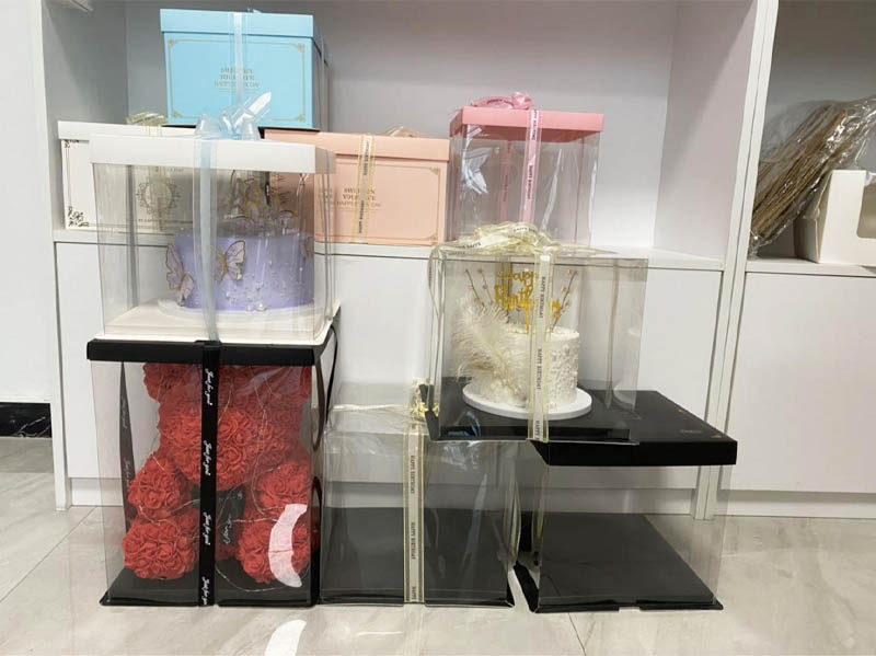 Blue Frame Cake Boxes with Clear Walls