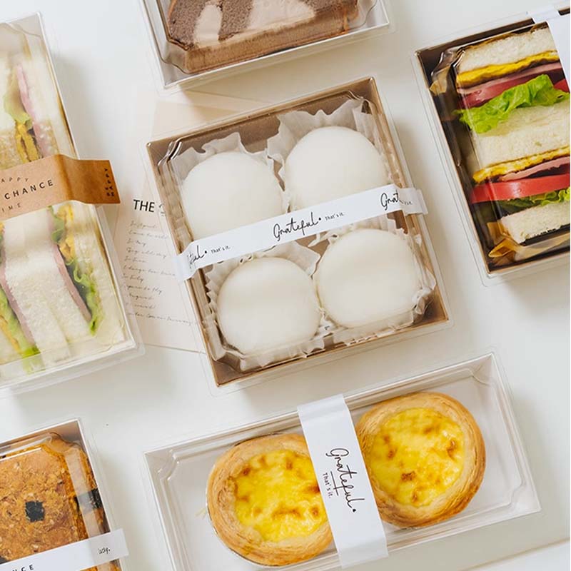 Clear Lid Dessert Trays for Cake Rolls and Pastries Clear Cake Roll Boxes with Carry Handles