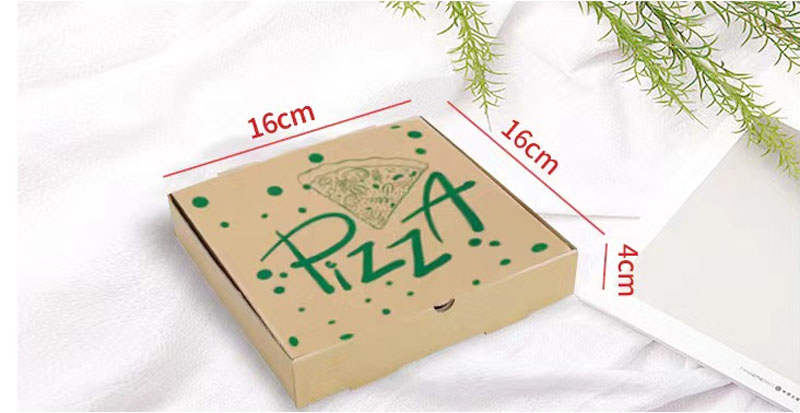 Dimension reference drawing for kraft pizza boxes across multiple sizes