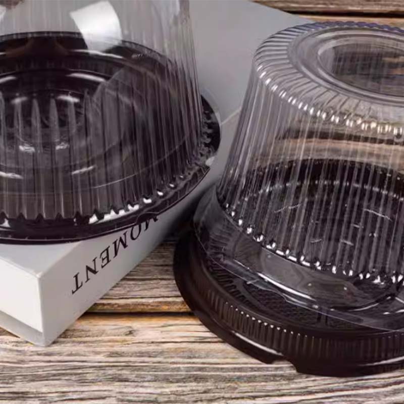 Mini Round Cake Containers with Black Bases