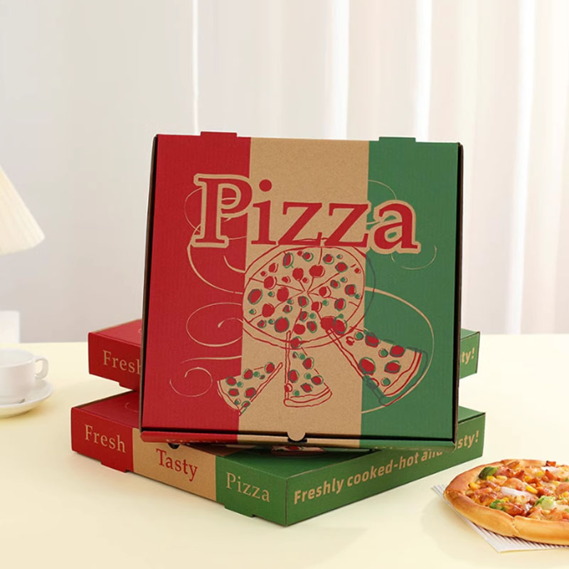 Red and Green Printed Corrugated Pizza Boxes