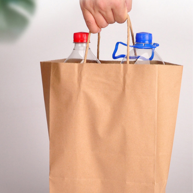 Structure and component detail for brown kraft carrier bags with paper handles