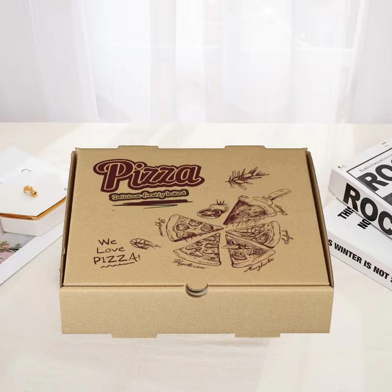 Purple-Print Kraft Pizza Takeaway Boxes