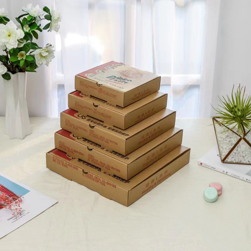 White Card Pizza Boxes with Two-Color Artwork