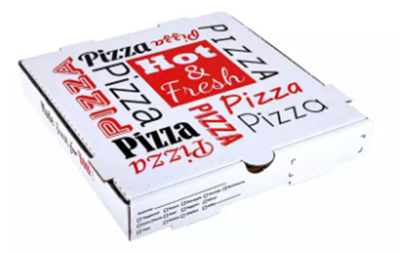 White Printed Pizza Boxes with Bold Typography