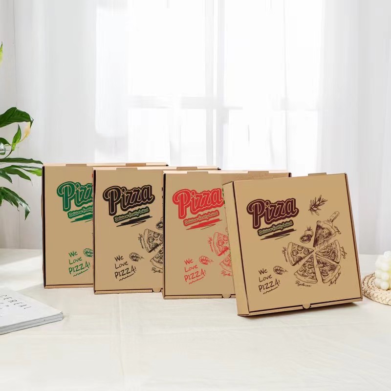Purple-Print Kraft Pizza Takeaway Boxes