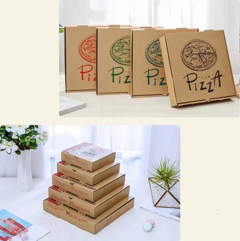 Purple-Print Kraft Pizza Takeaway Boxes
