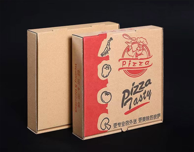 White Card Pizza Boxes with Two-Color Artwork