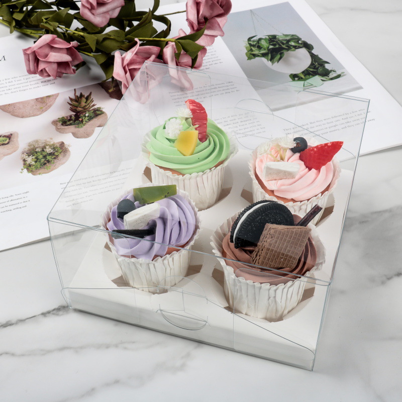Clear Dessert Boxes with Divided Paper Bases