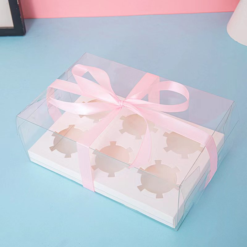 Clear Dessert Boxes with Divided Paper Bases