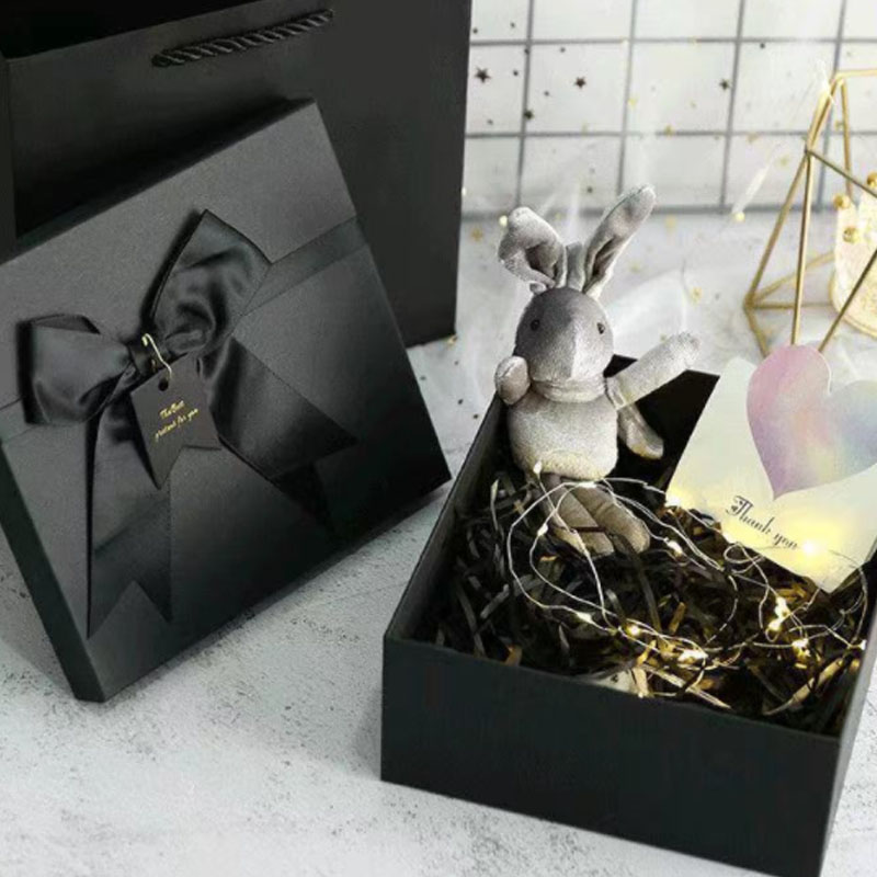 Black Folding Gift Boxes with Removable Lids