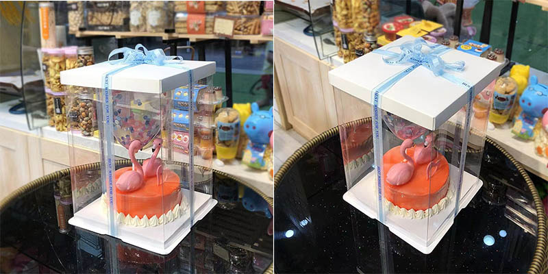 Blue Frame Cake Boxes with Clear Walls