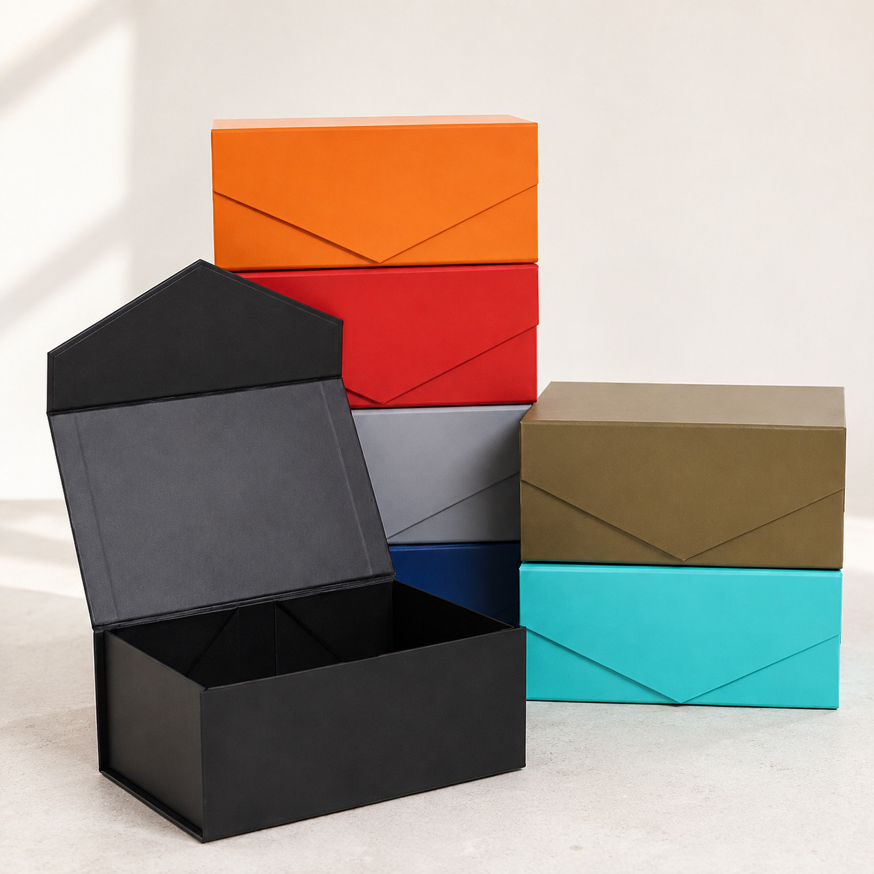 Rectangular Foldable Gift Boxes in Solid Colors