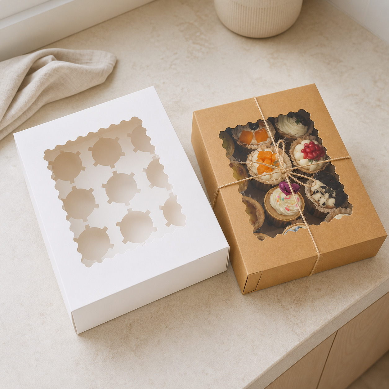 Window Cupcake Boxes with Multi-Cavity Inserts